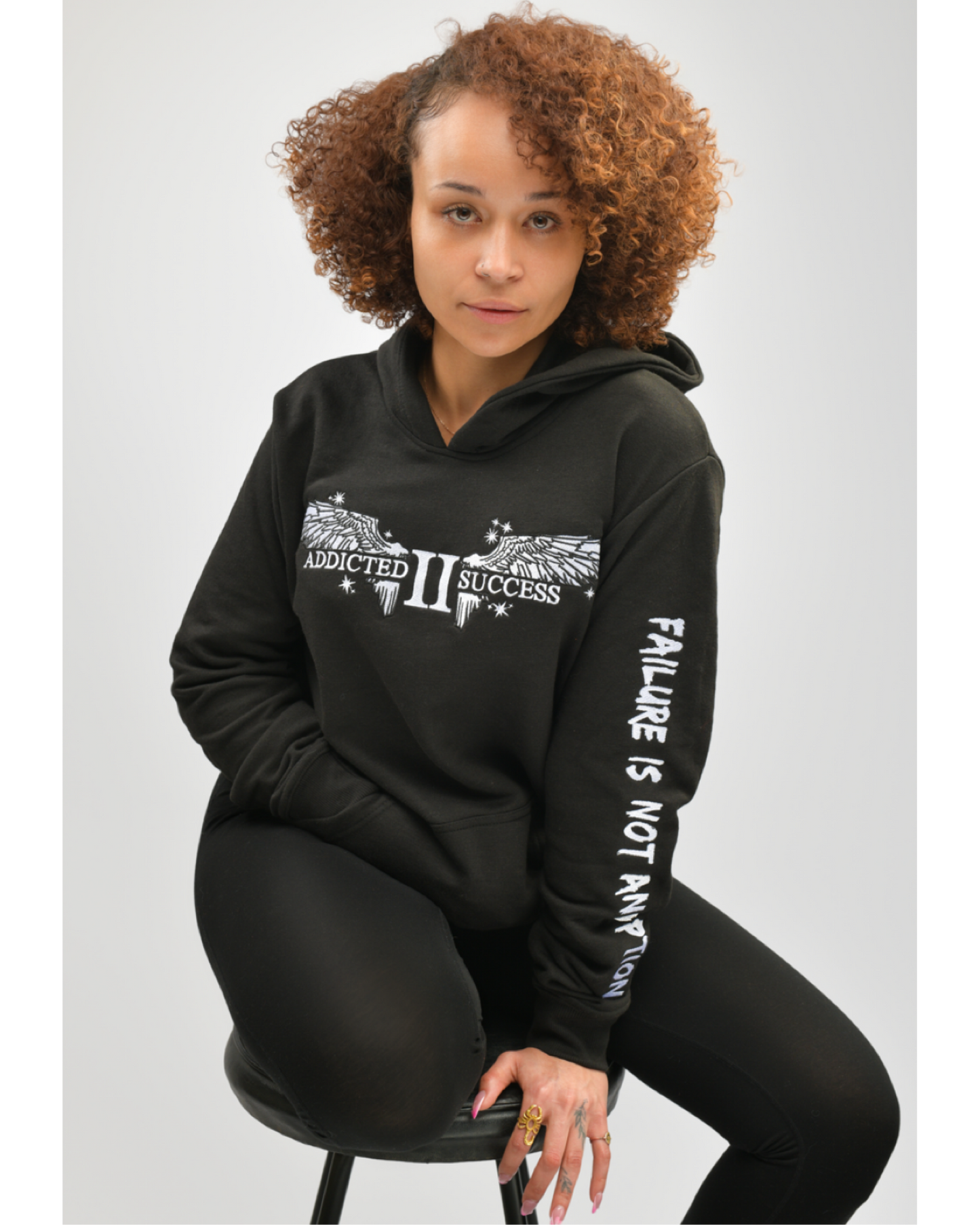 Embroidery Black Hoodie (Failure is not an Option)