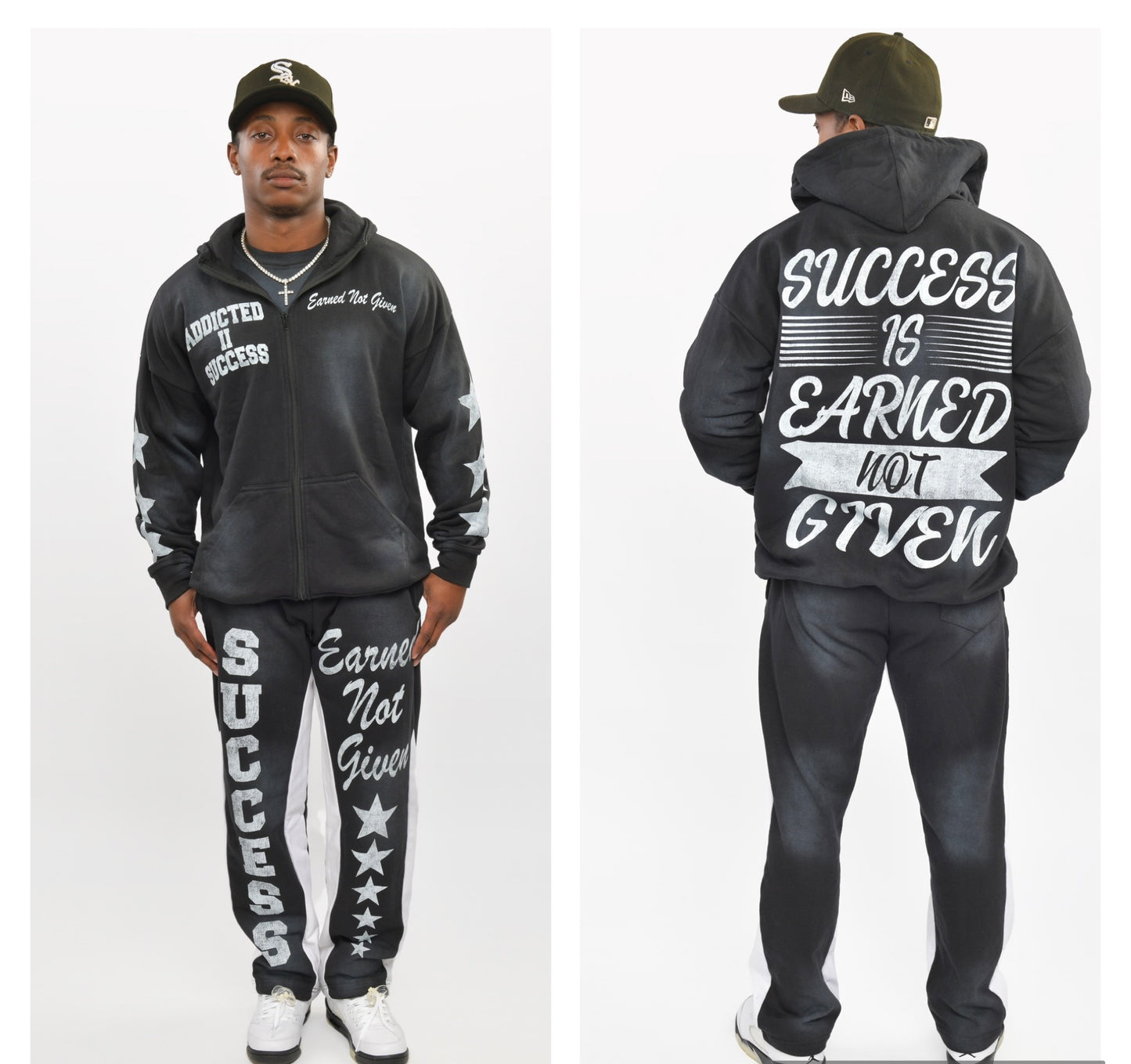 Black- "Success is Earned Not Given" Zip Up Hoodie Only
