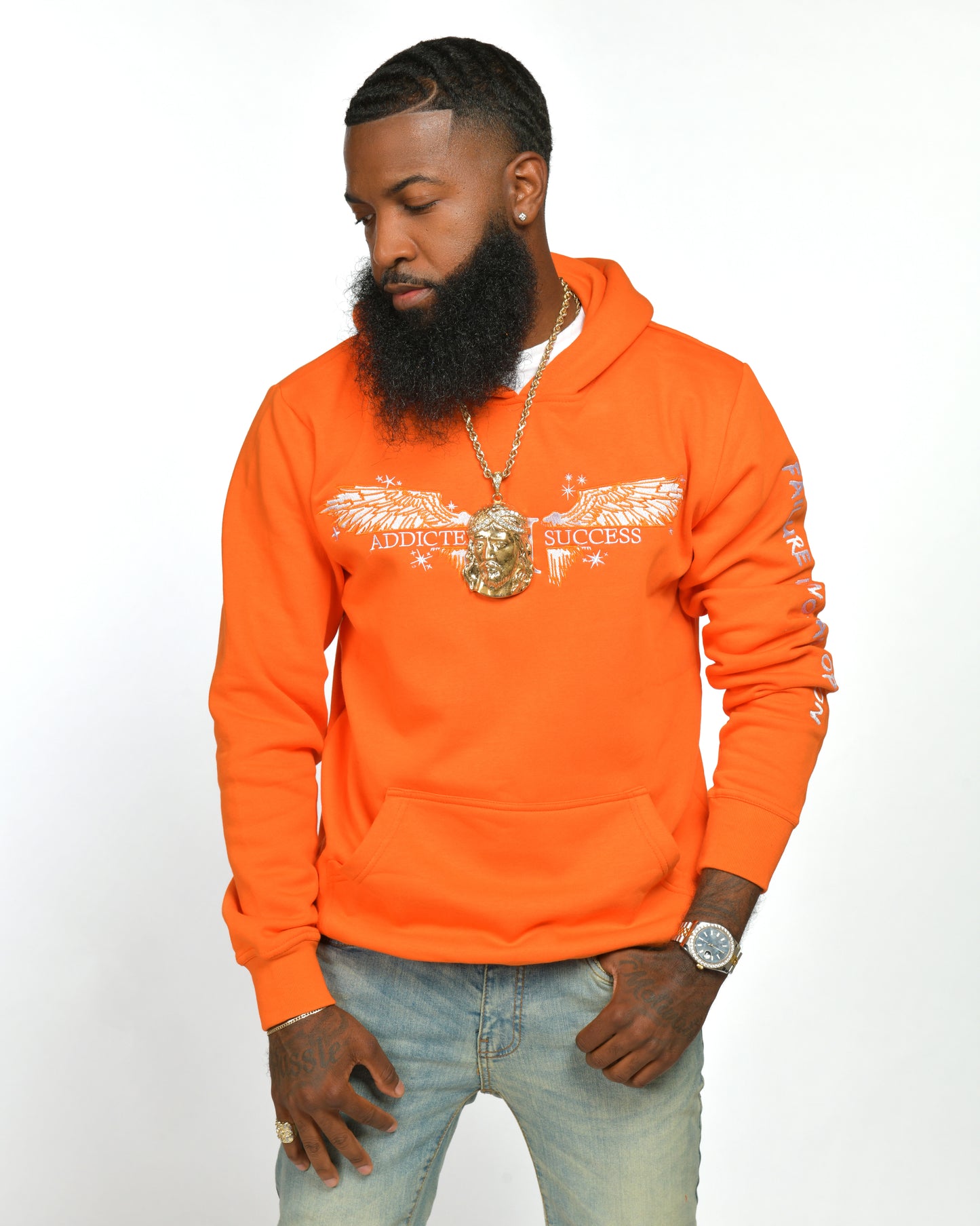 Embroidery Orange Hoodie - Failure is not and Option( Restocking This Week) Click notify when available!
