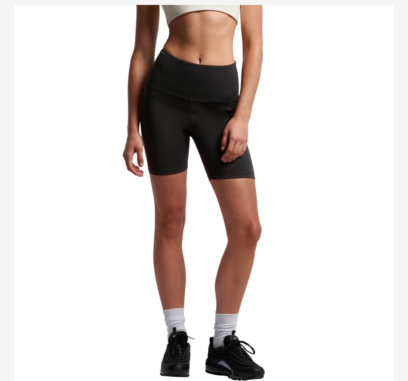 Women Black Biker Shorts w/ side Pockets