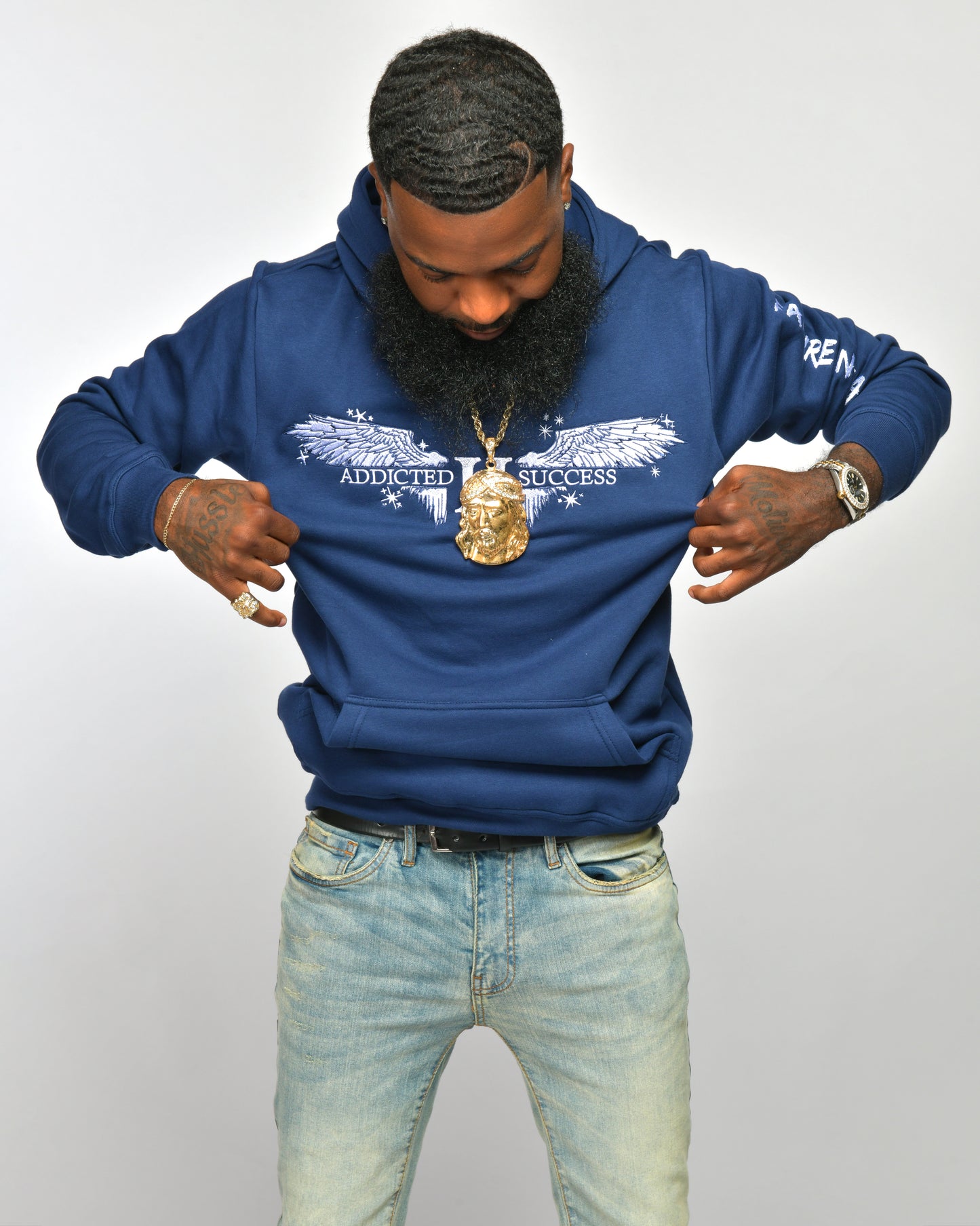Embroidery Navy Blue Hoodie (Failure is not an Option) —Restocking This Week) Click notify when available!