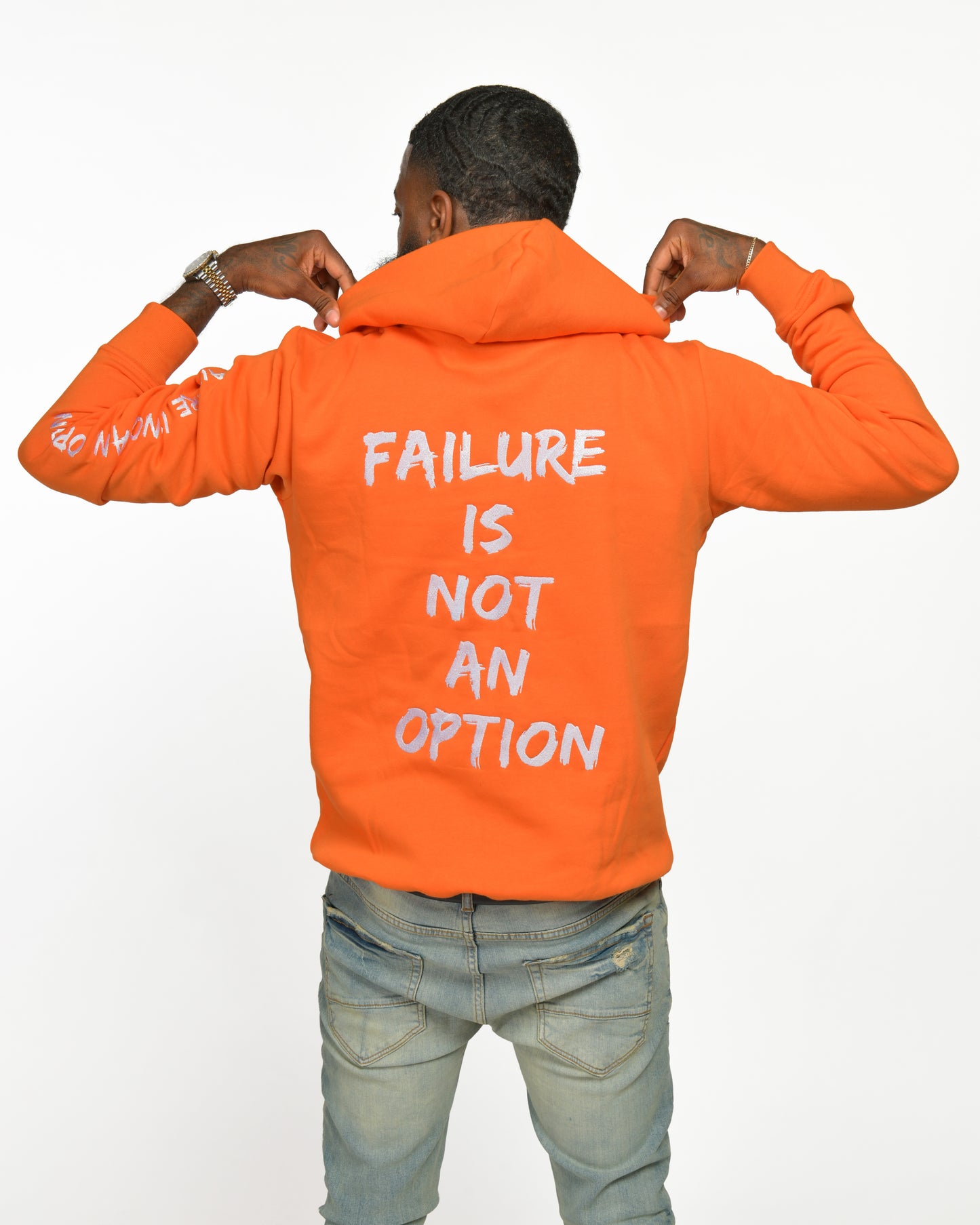 Embroidery Orange Hoodie - Failure is not and Option( Restocking This Week) Click notify when available!