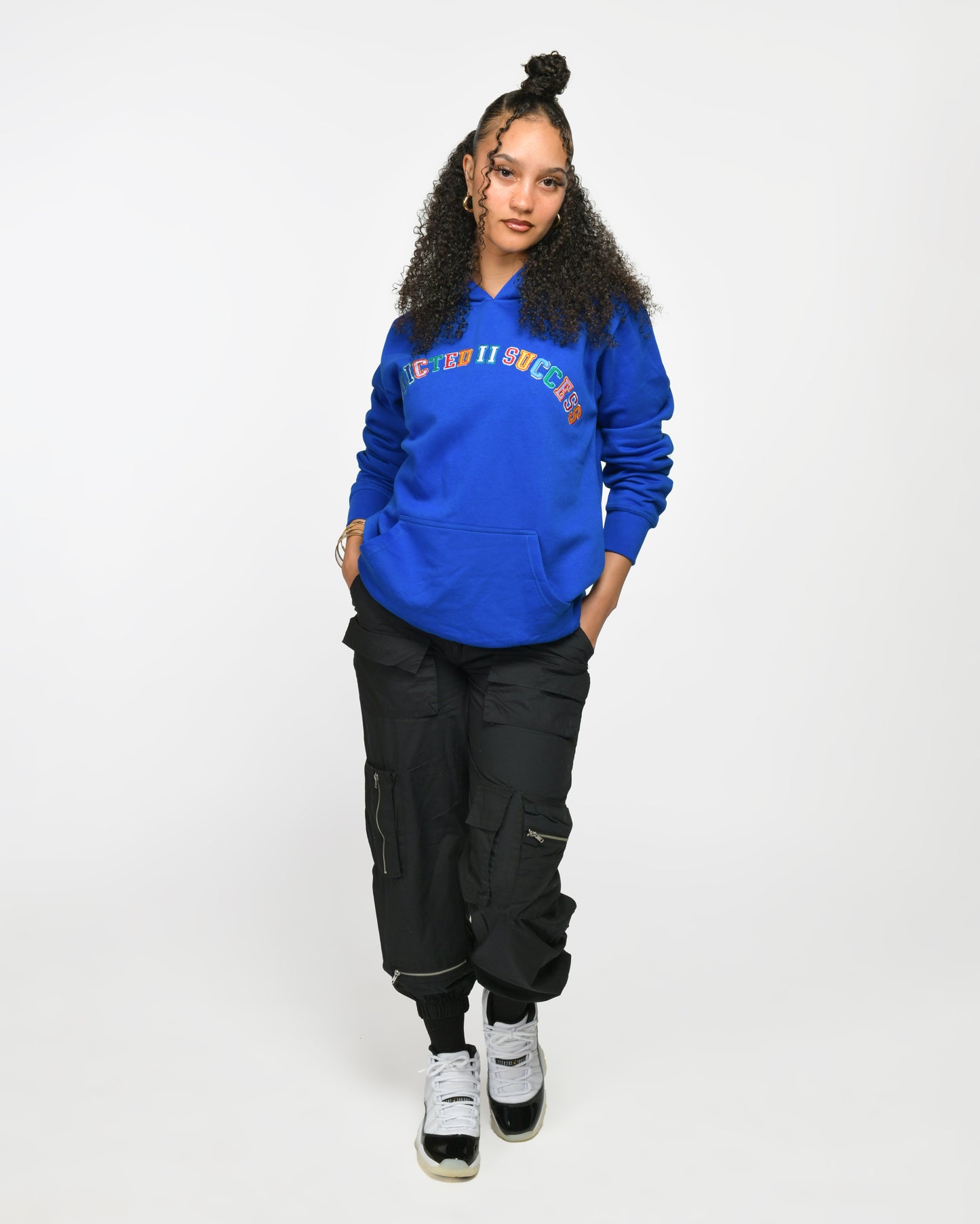 Embroidery Royal Blue Multicolor Hoodie- (Don't Quit Your Almost There!)