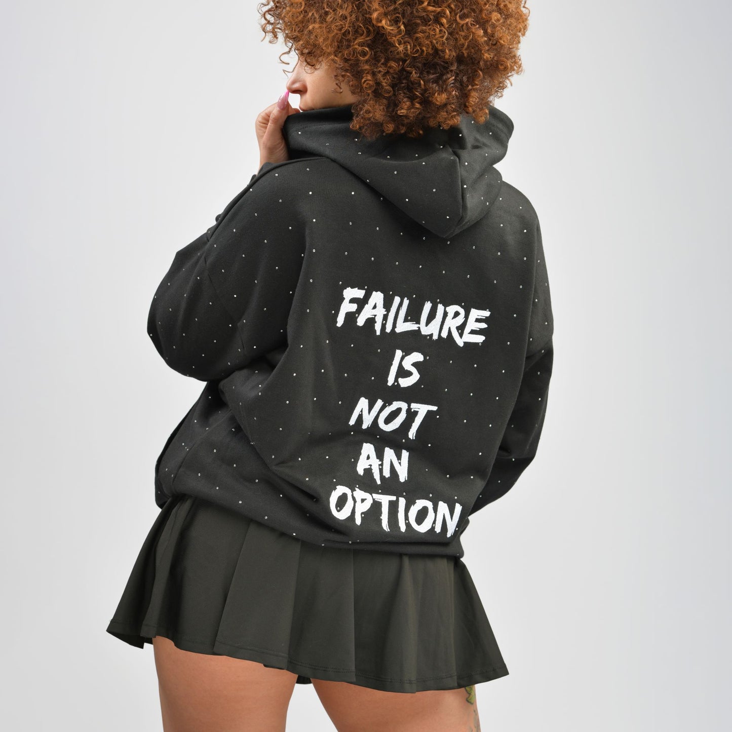 Black Rhinestone Hoodie (Failure is not an Option)