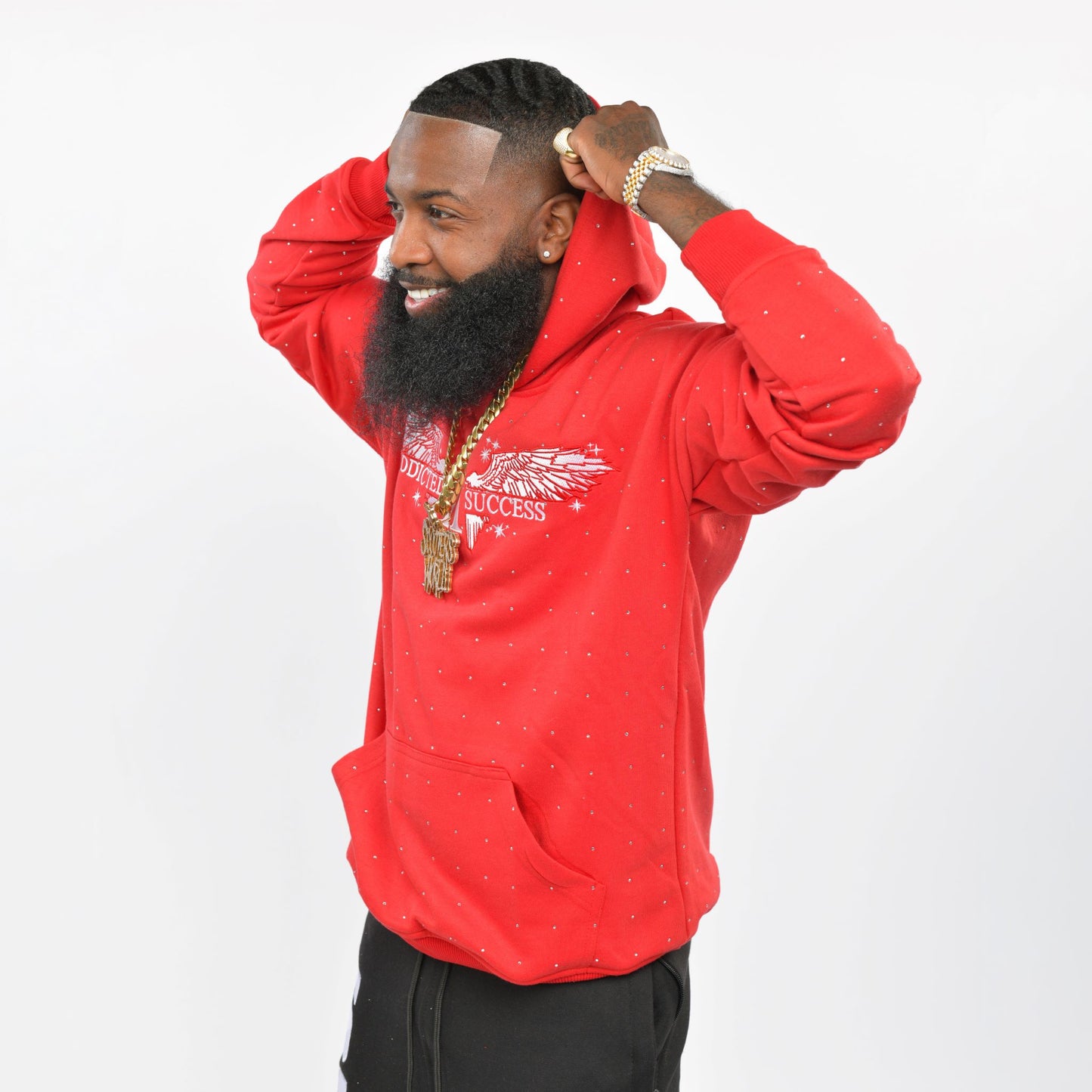 Red Rhinestone Hoodie (Failure is Not An Option)