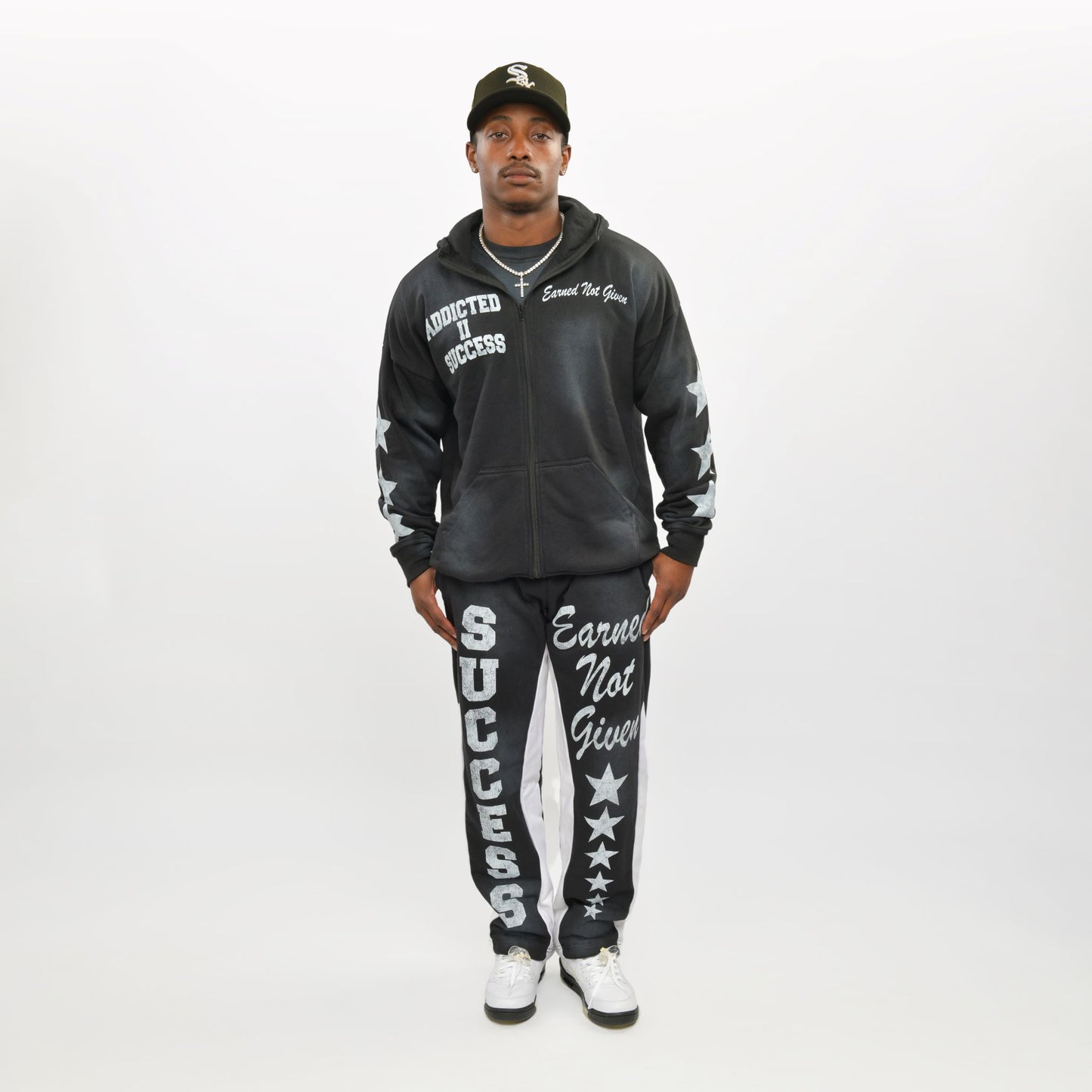 Black- "Success is Earned Not Given" Zip Up Hoodie Only