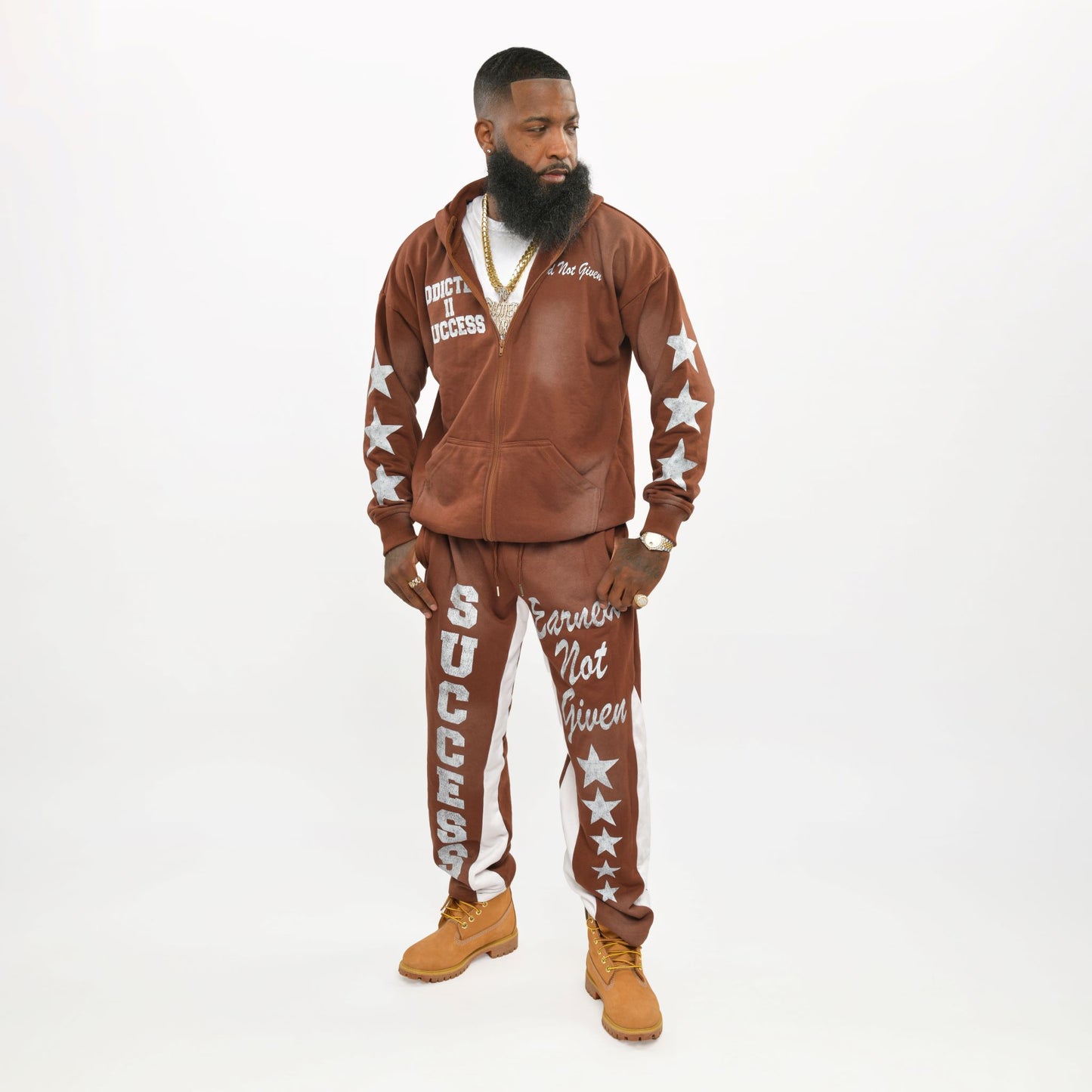 Brown- "Success is Earned Not Given" Sweatpants Only