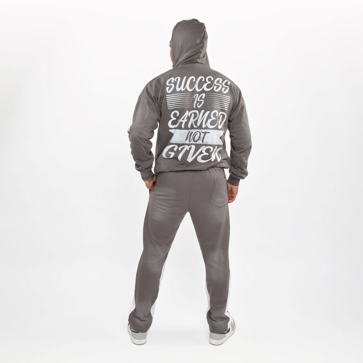 Cool Gray- "Success is Earned Not Given" Zip Up Hoodie Only