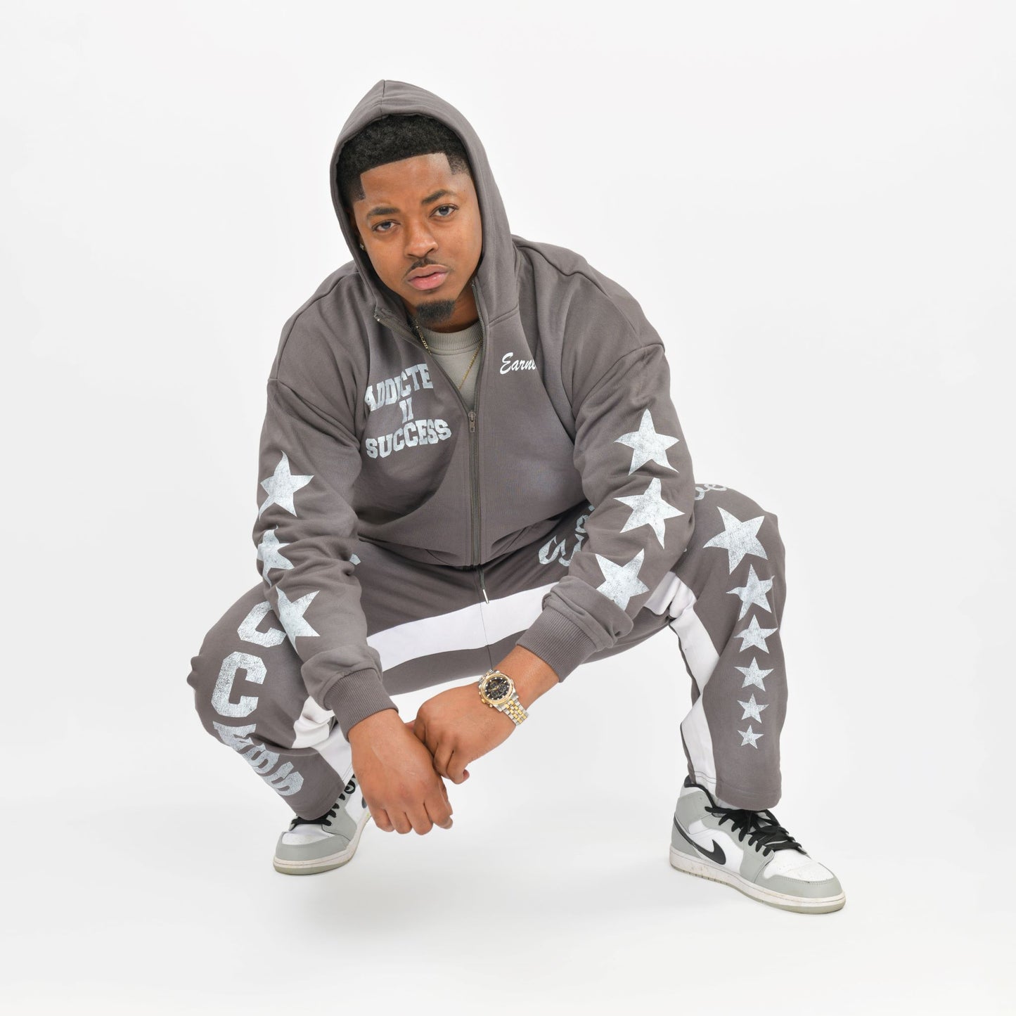 Cool Gray- "Success is Earned Not Given" Zip Up Hoodie Only