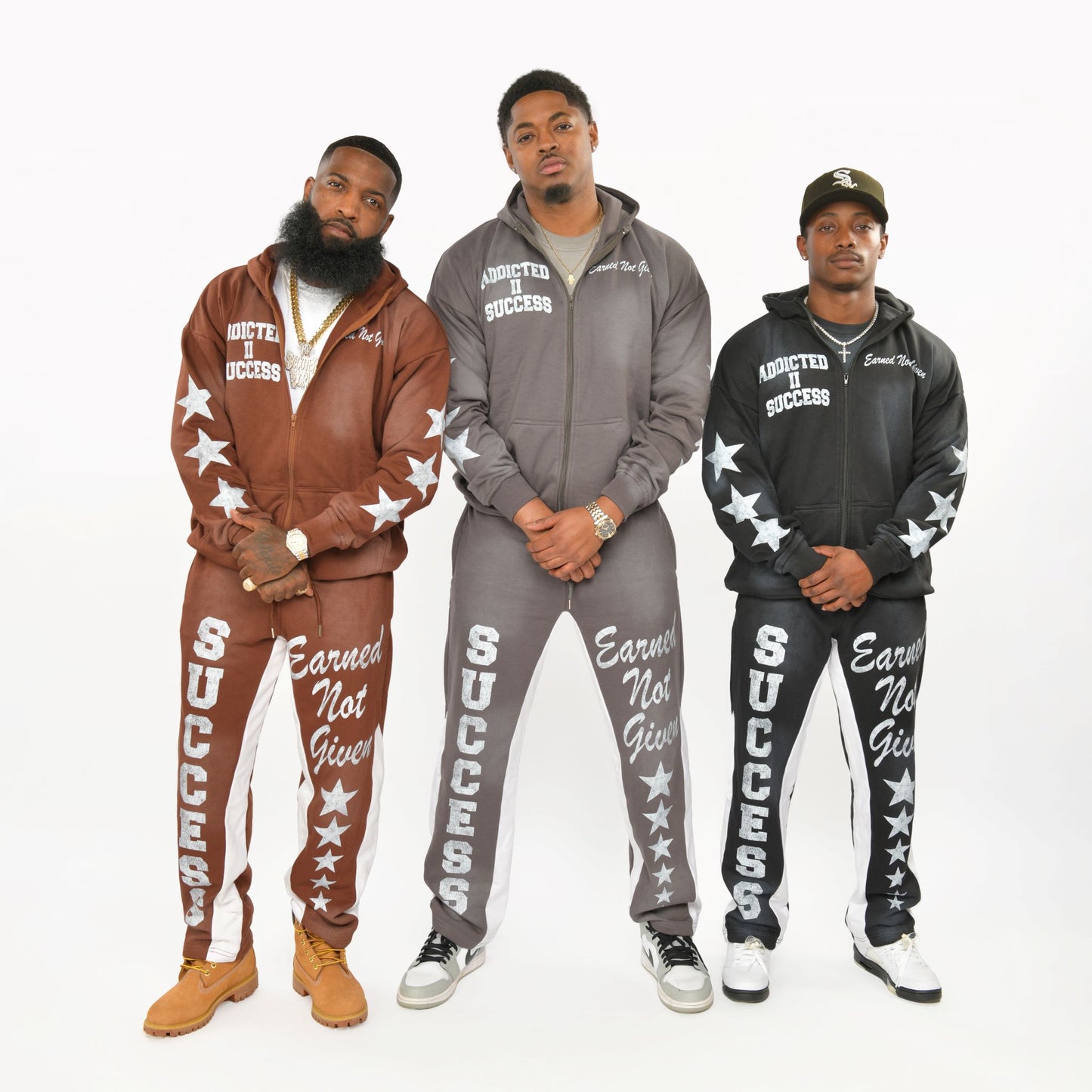Brown- "Success is Earned Not Given" Zip Up Hoodie Only