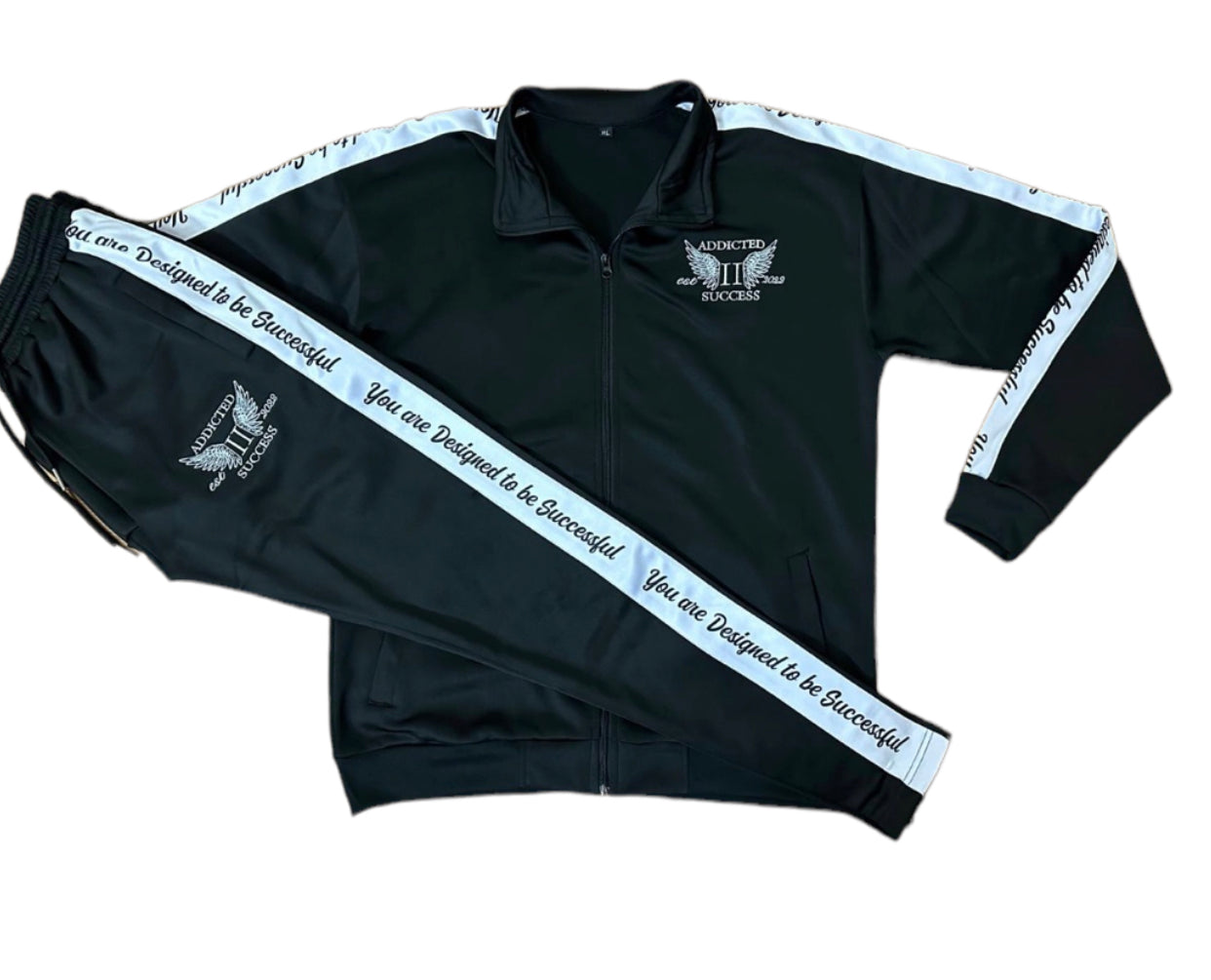 Black & White Embroidery Tracksuit