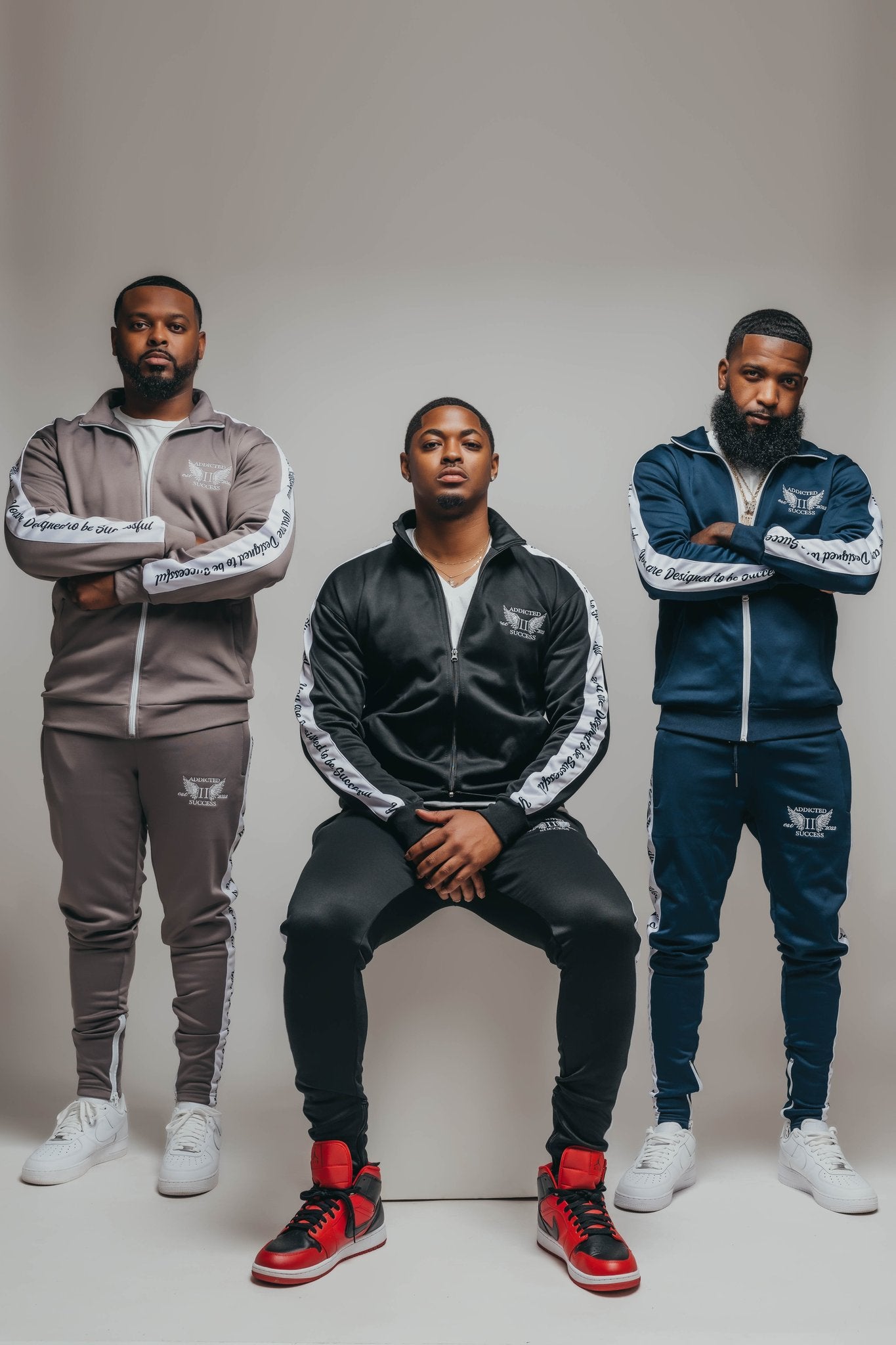 Navy Blue & White Embroidery Tracksuit.