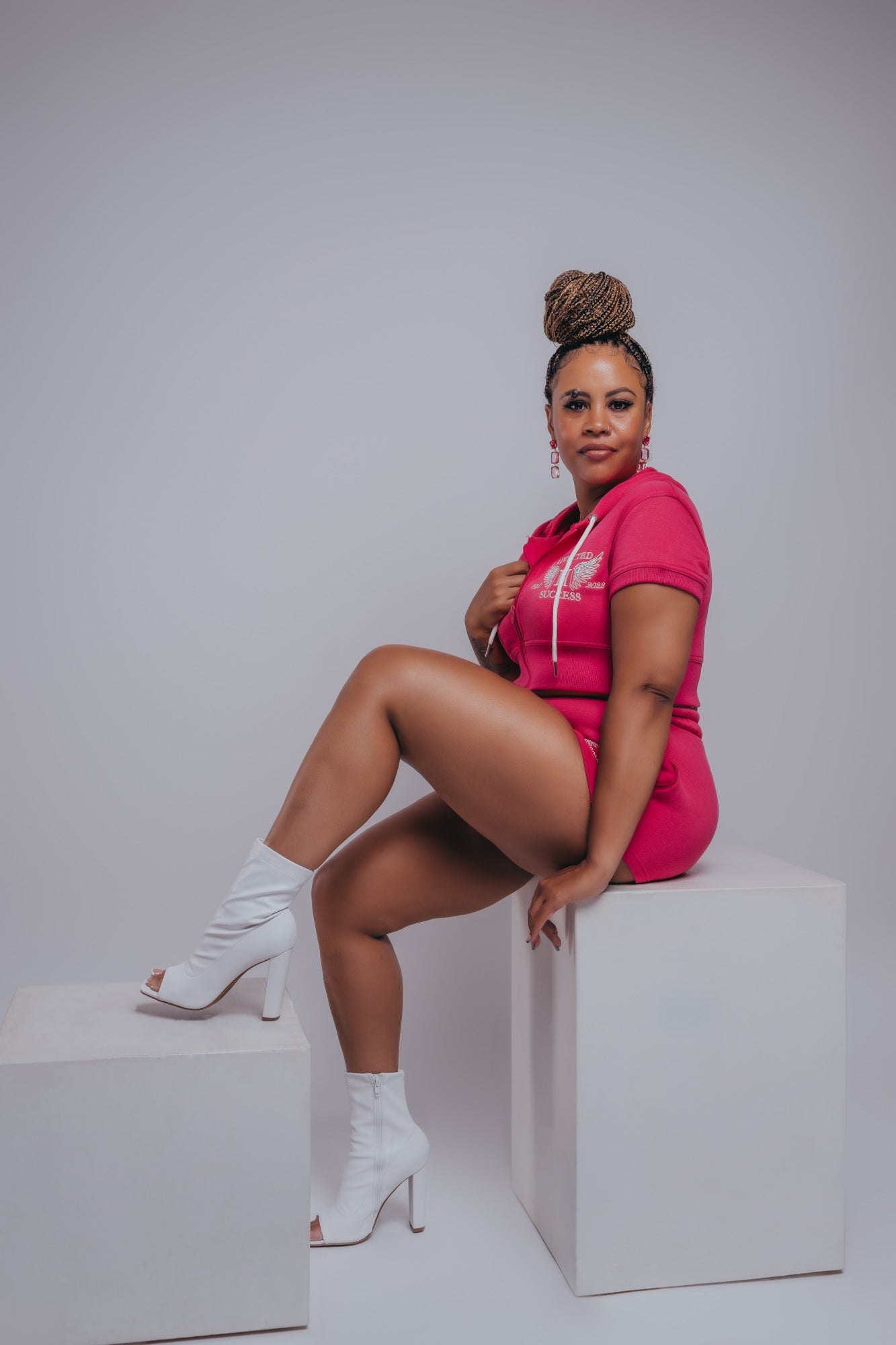 Hot Pink Crop Top Short Set