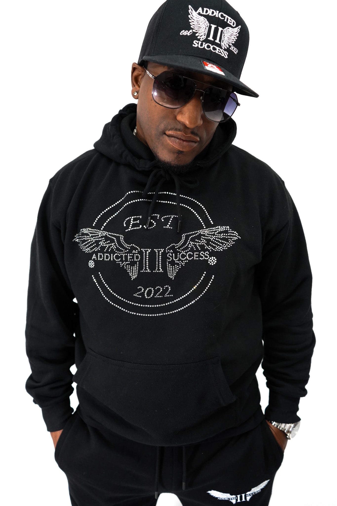 Circle Rhine Stone Hoodie -Black Est. 2022