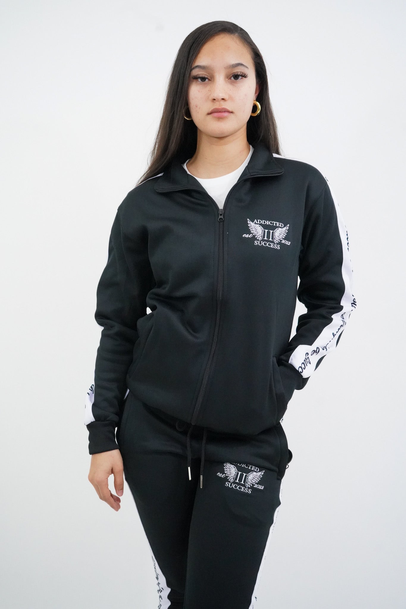 Black & White Embroidery Tracksuit