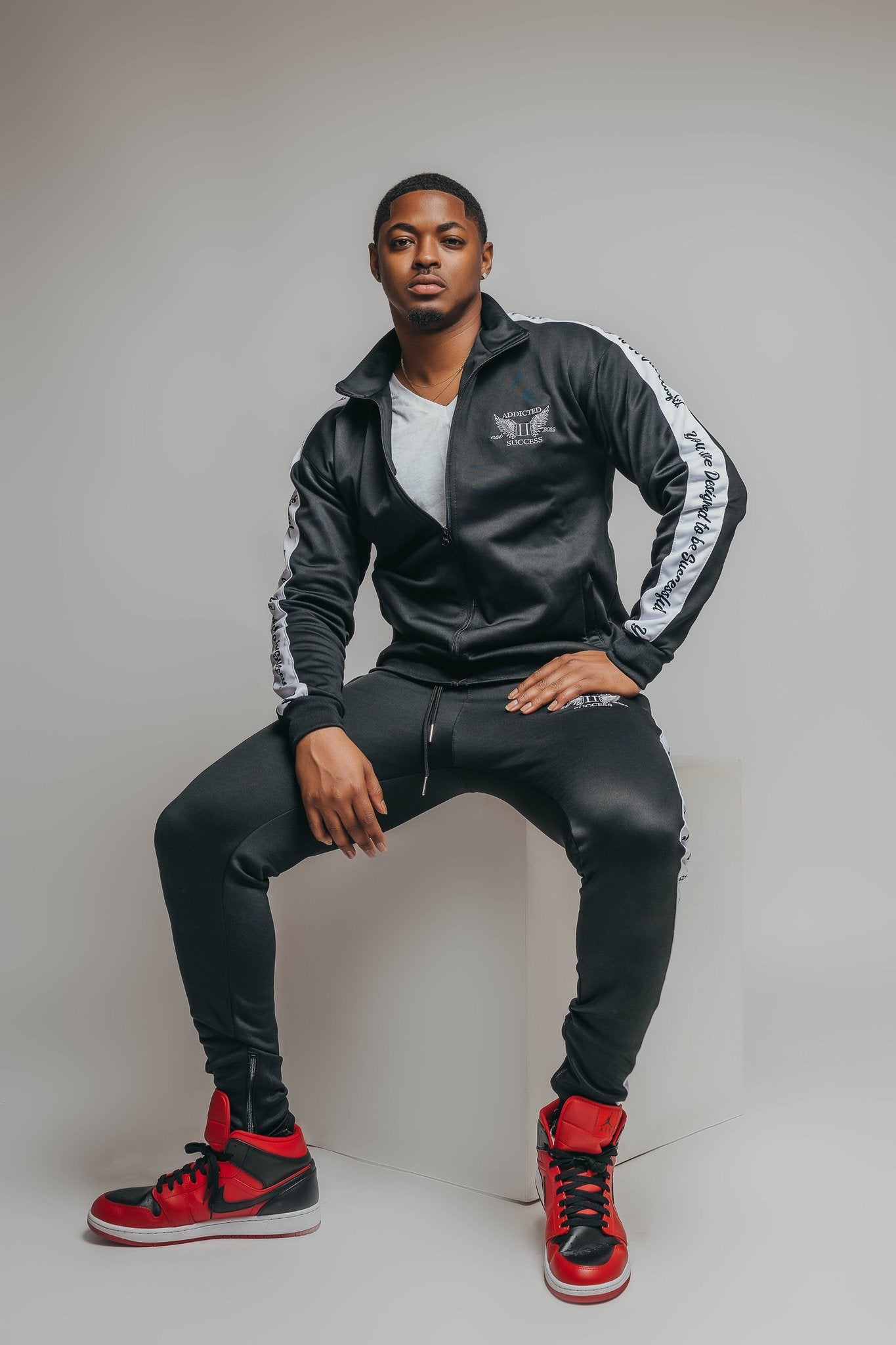 Black & White Embroidery Tracksuit