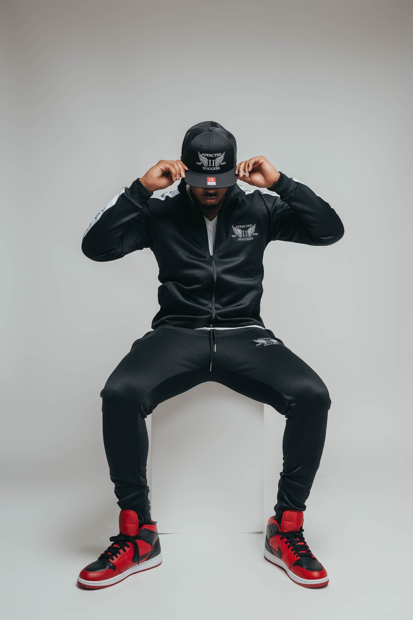 Black & White Embroidery Tracksuit