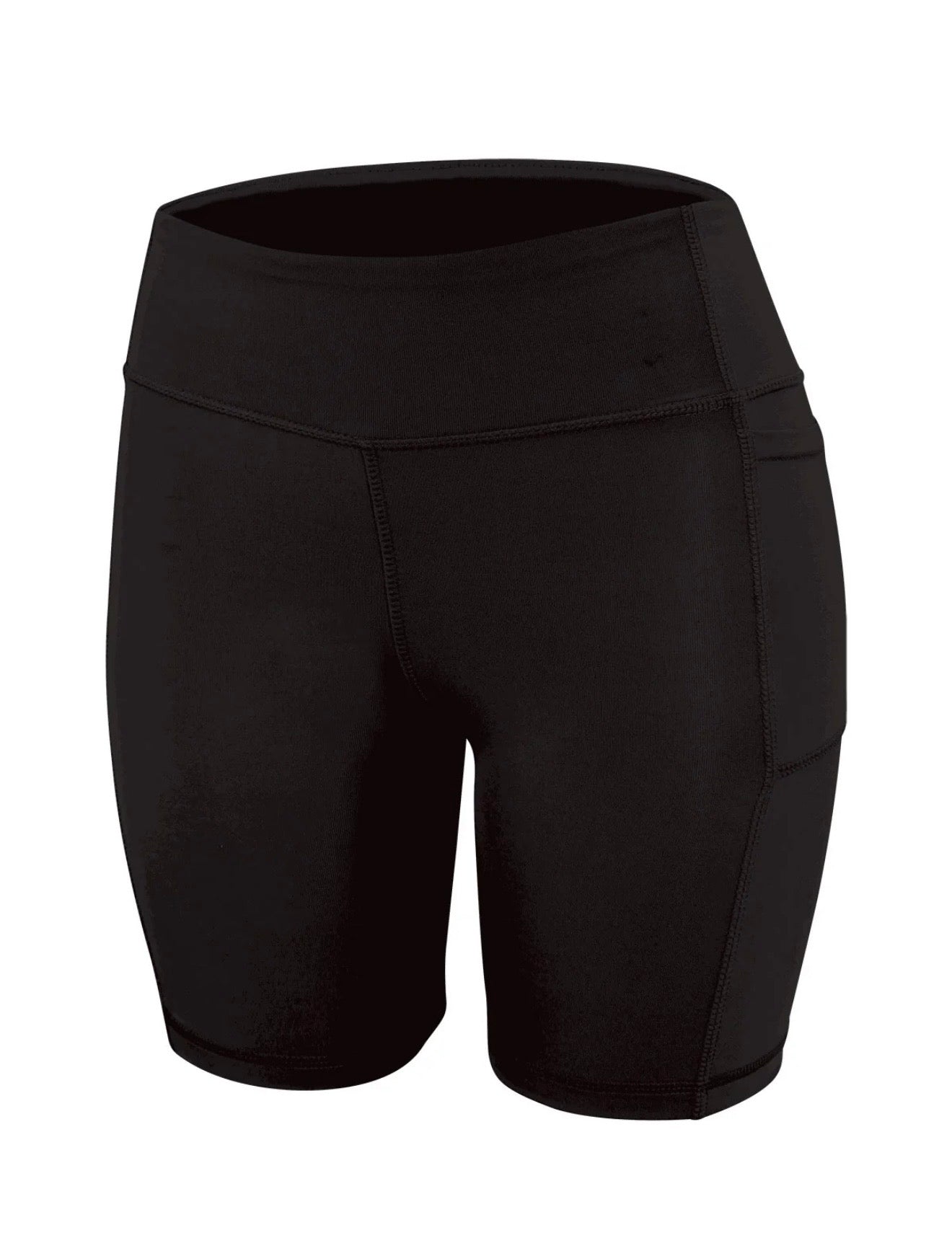 Women Black Biker Shorts w/ side Pockets