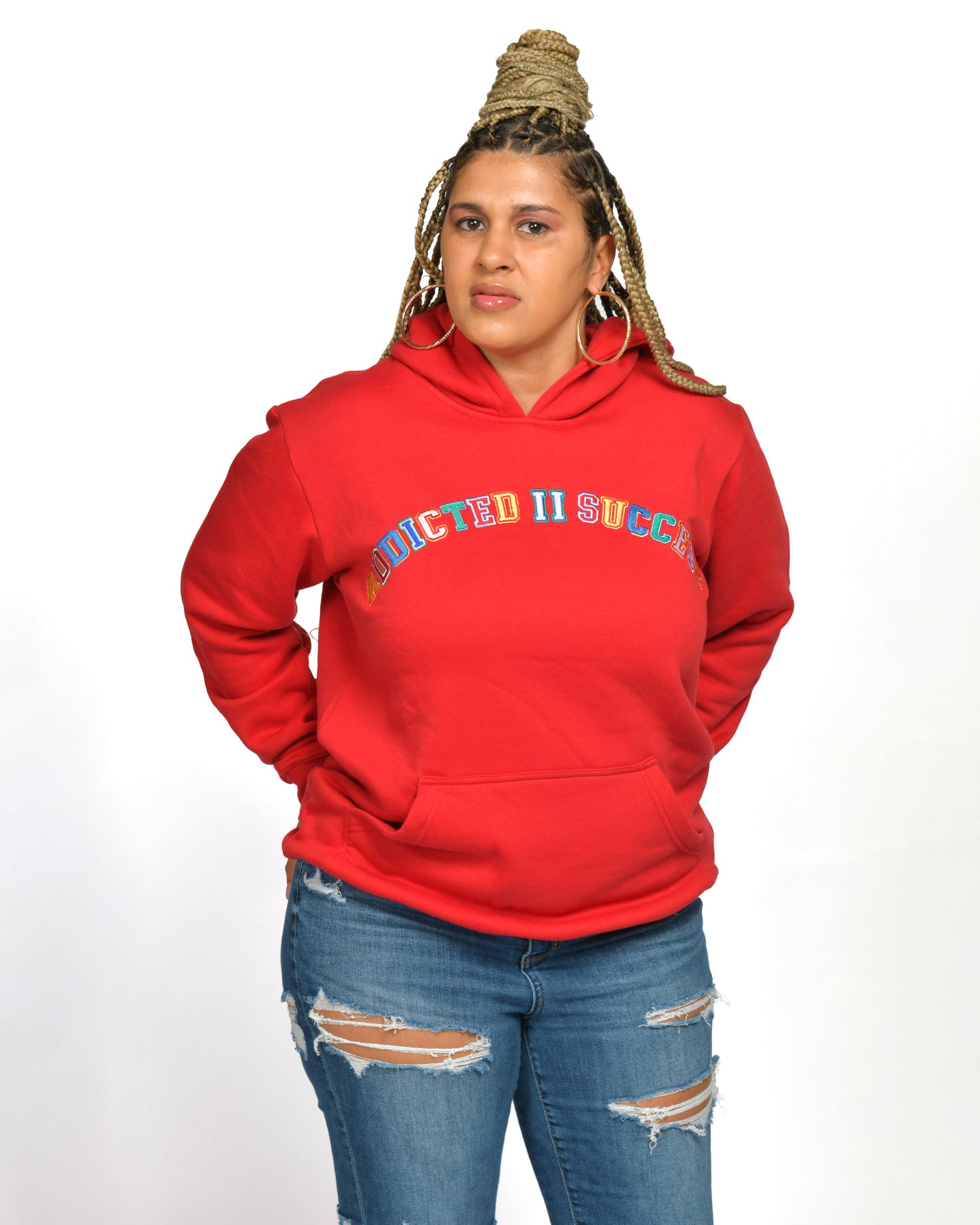 Red Multicolor Hoodie- (Don't Quit Your Almost There!) - Unisex