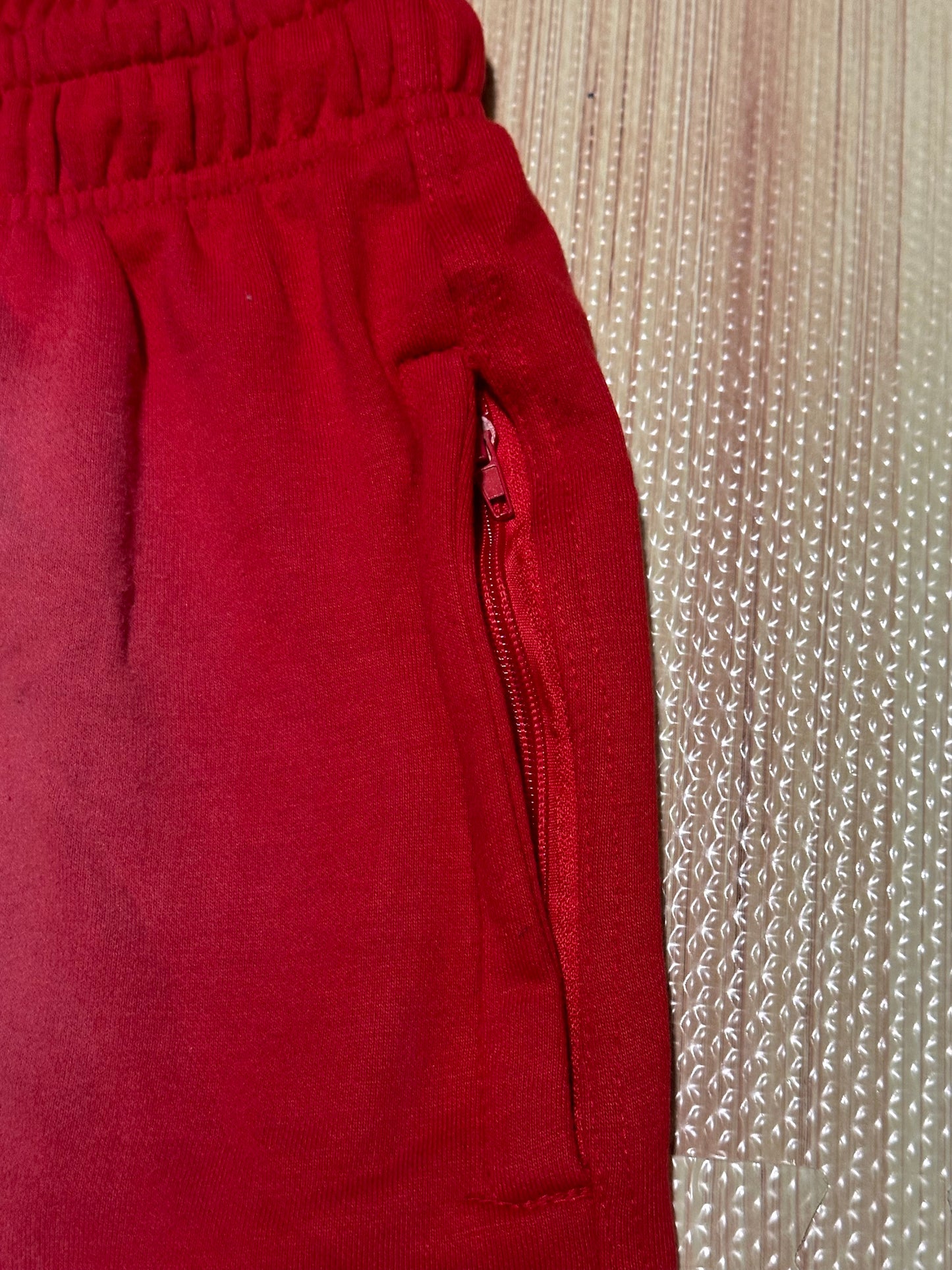 Red Embroidery (Failure is not an Option) Acid Wash Shorts w/ Hidden zipper pockets