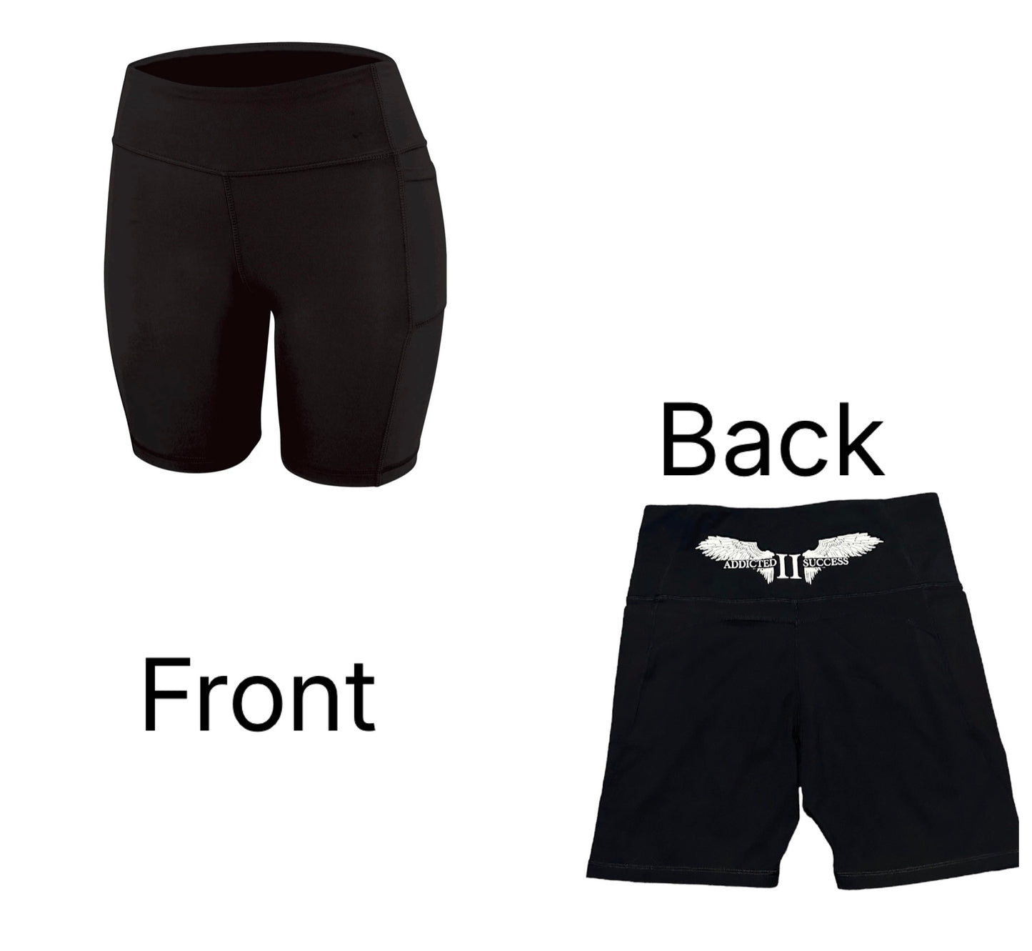 Women Black Biker Shorts w/ side Pockets