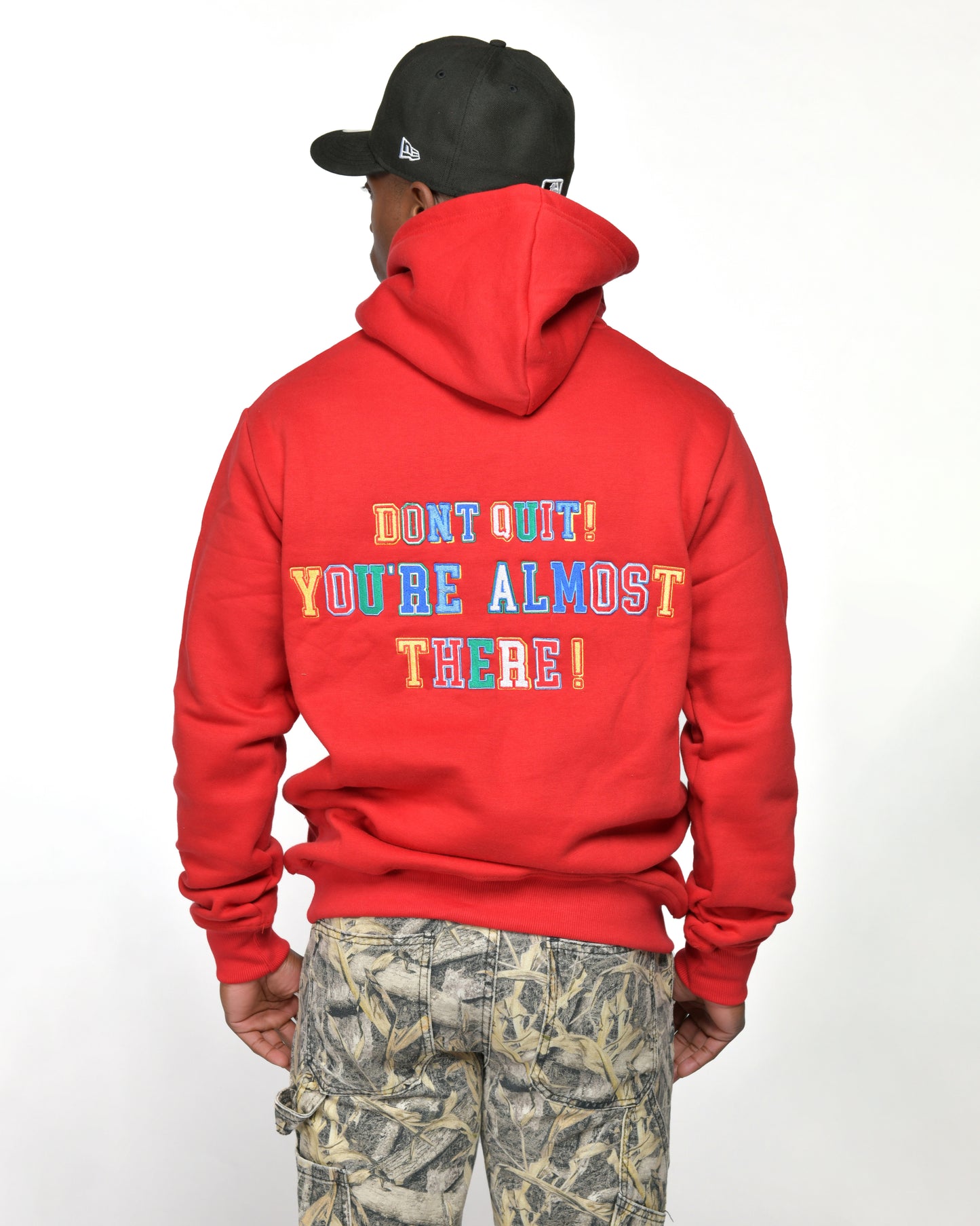 Red Multicolor Hoodie- (Don't Quit Your Almost There!) - Unisex