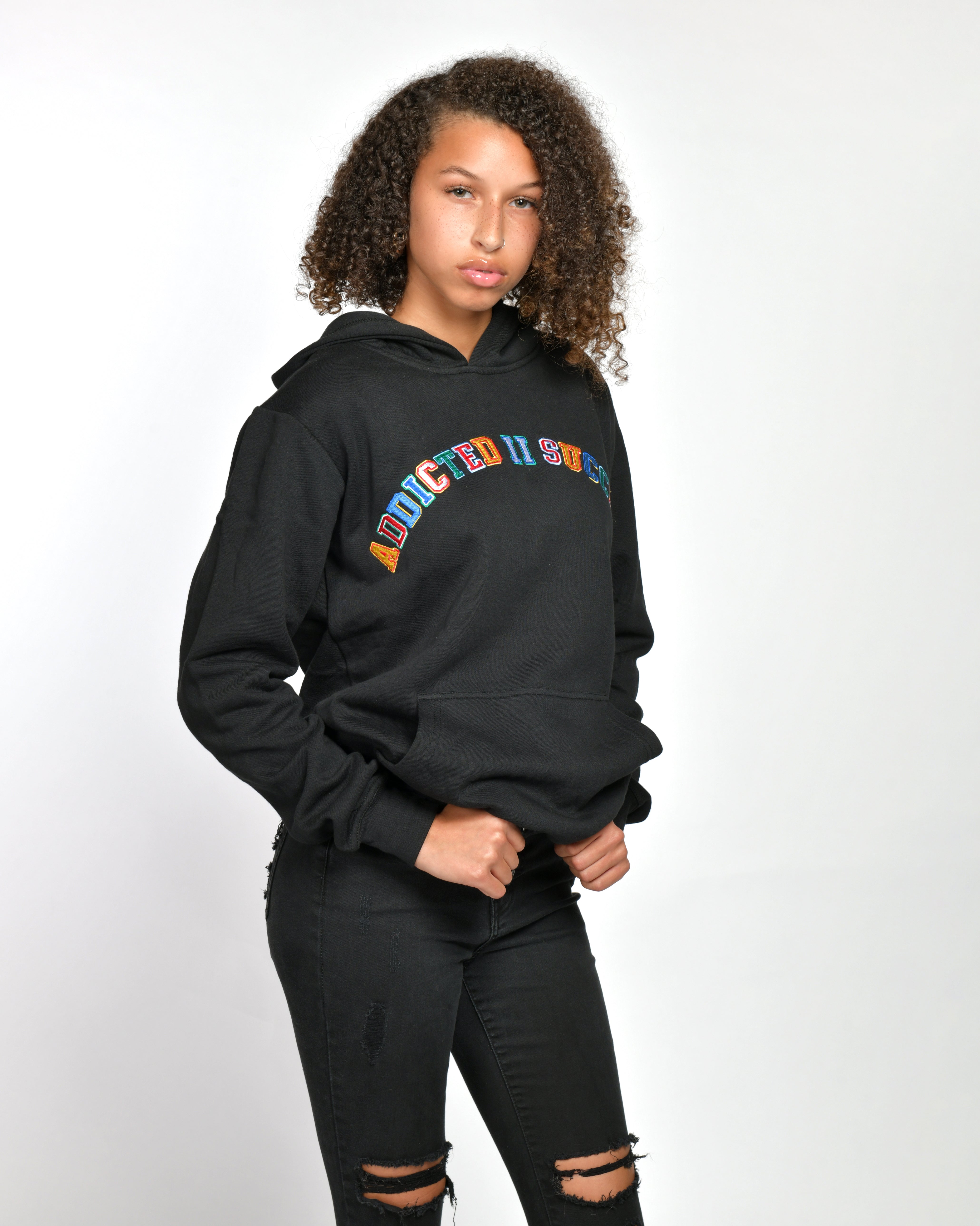 Embroidery Black Multicolor Hoodie Don t Quit Your Almost There Addicted II Success