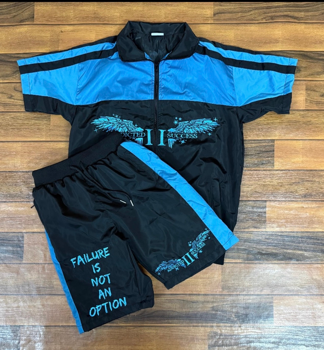 University Blue/ Black  Short sleeve WindBreaker Set