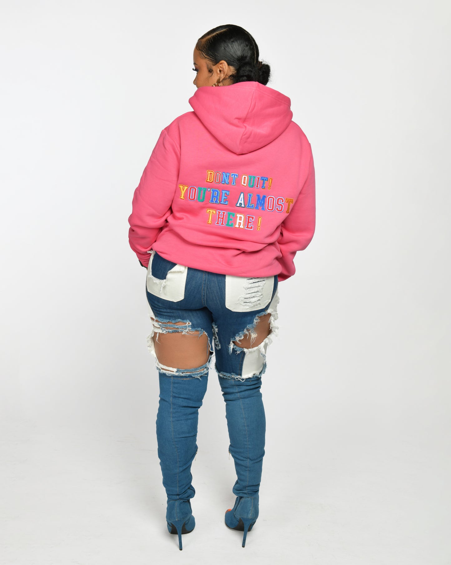 Pink Multicolor Hoodie- (Don't Quit Your Almost There!) - Unisex