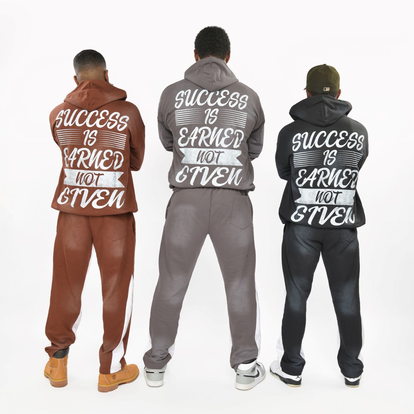 Brown- "Success is Earned Not Given" Zip Up Hoodie Only