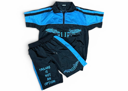 (PRE ORDER By July 5th) - University Blue/ Black  Short sleeve WindBreaker Set