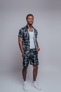 Black Silk Short Set