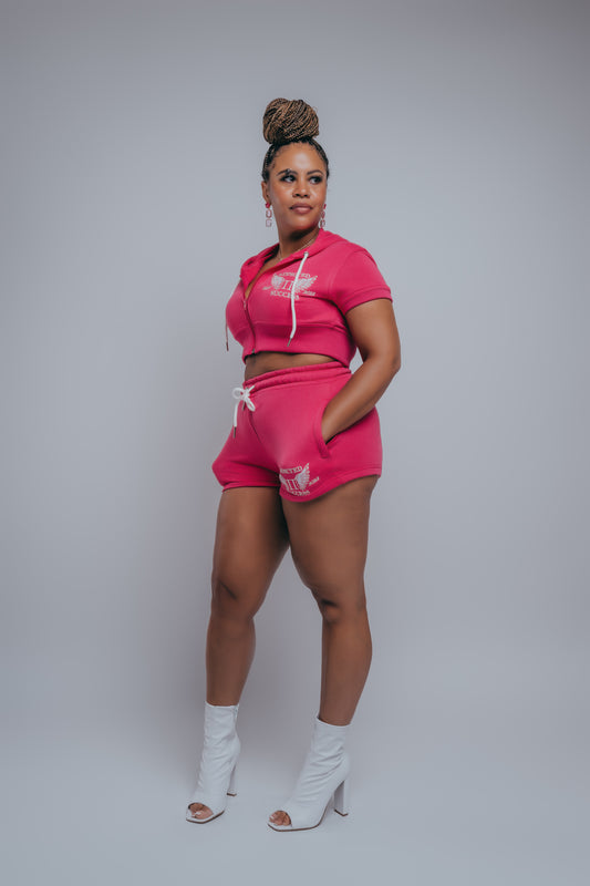 Hot Pink Crop Top Short Set