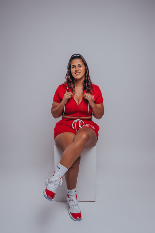 Red Crop Top Short Set