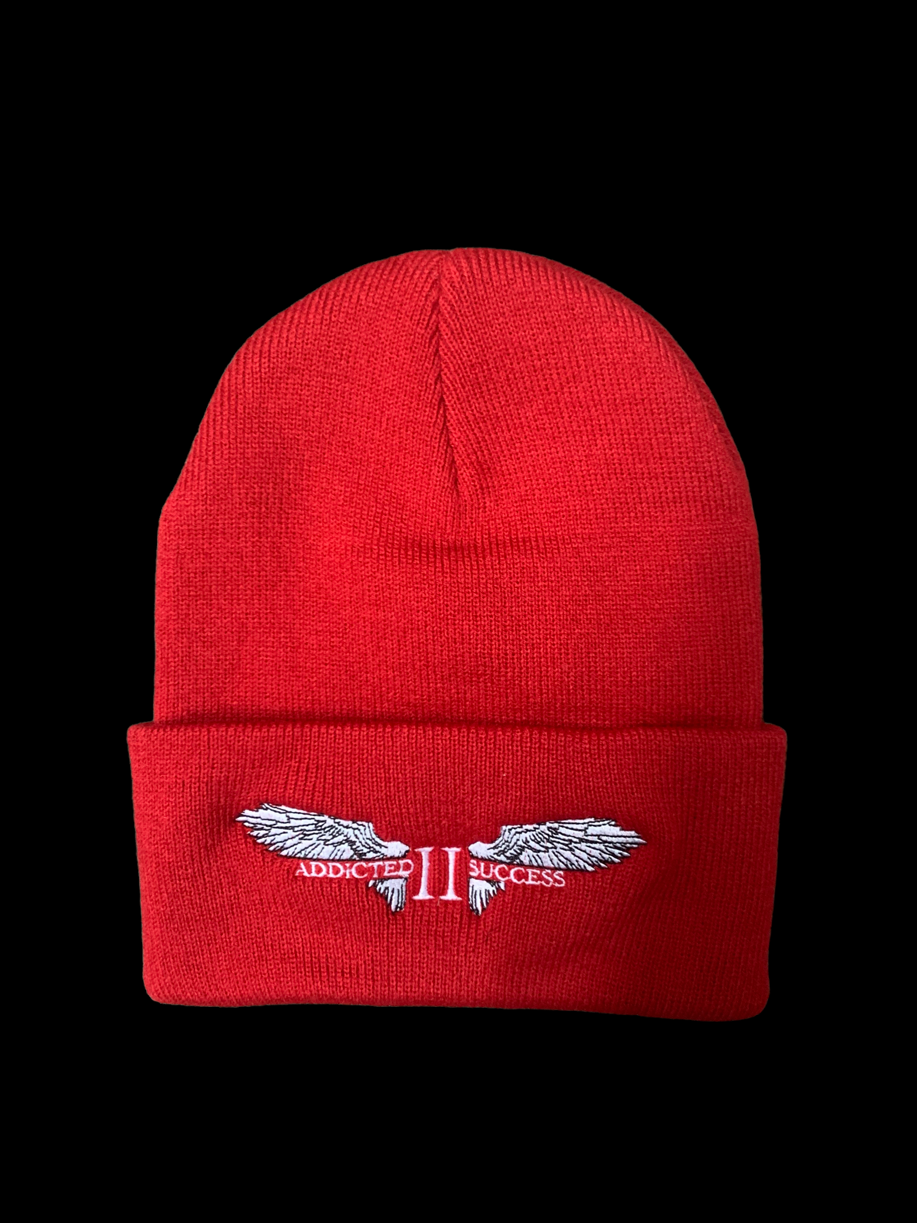 Red and white Embroidery Beanie